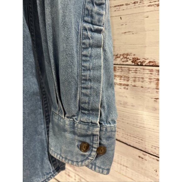 Vintage 90s CHAPS RALPH LAUREN Chambray Denim Shirt Mens 15 32/33 Blue Cotton - Picture 5 of 11